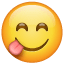 Emoji genietend van eten  U+1F60B