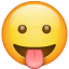 Ondeugende emoji met uitgestoken tong  U+1F61B