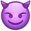 Emoji met duivelhoorntjes  U+1F608