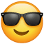 Emoji met zonnebril  U+1F60E